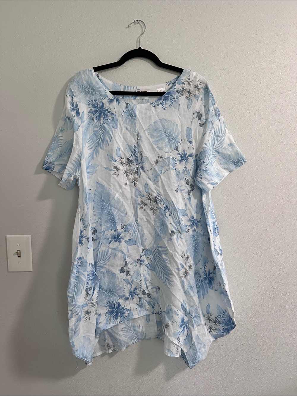 Women's Light Blue Floral Tunic Dress